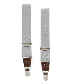 Τιράντες Μονόχρωμες με 4 Κλιπς με Δερμάτινο Τελείωμα Γκρι/Καφέ