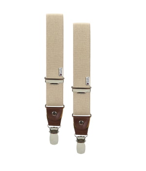Τιράντες Μονόχρωμες με 4 Κλιπς με Δερμάτινο Τελείωμα Βανίλια/Καφέ