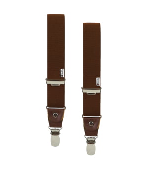 Τιράντες Μονόχρωμες με 4 Κλιπς με Δερμάτινο Τελείωμα Κανελί/Καφέ