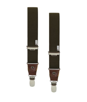 Τιράντες Μονόχρωμες με 4 Κλιπς με Δερμάτινο Τελείωμα Λαδί/Καφέ