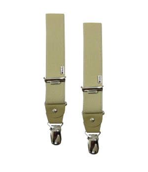 Τιράντες Μονόχρωμες με 4 Κλιπς με Δερμάτινο Τελείωμα Μπεζ/Λαδί