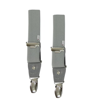 Τιράντες Μονόχρωμες με 4 Κλιπς με Δερμάτινο Τελείωμα Γκρι/Γκρι