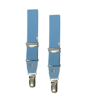 Τιράντες Μονόχρωμες με 4 Κλιπς με Δερμάτινο Τελείωμα Γαλαζιο/Γαλάζιο
