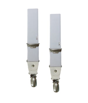 Τιράντες Μονόχρωμες με 4 Κλιπς με Δερμάτινο Τελείωμα Λευκό/Λευκό