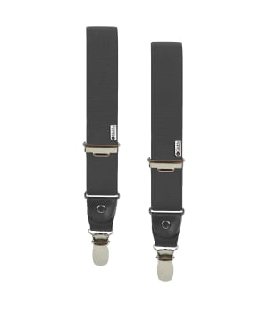 Τιράντες Μονόχρωμες με 4 Κλιπς με Δερμάτινο Τελείωμα Σκούρο Γκρι/Σκούρο Γκρι