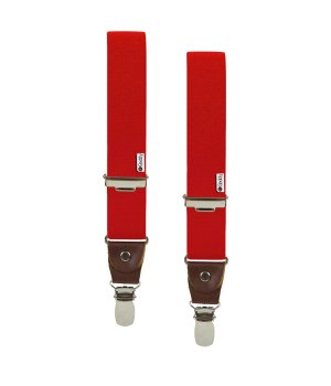 Τιράντες Μονόχρωμες με 4 Κλιπς με Δερμάτινο Τελείωμα Κόκκινο/Καφέ