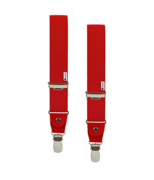 Τιράντες Μονόχρωμες με 4 Κλιπς με Δερμάτινο Τελείωμα Κόκκινο/Κόκκινο