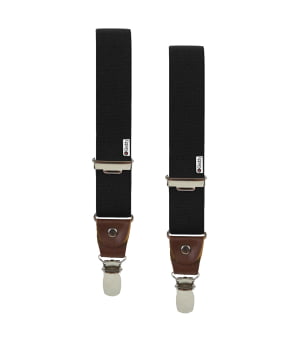 Τιράντες Μονόχρωμες με 4 Κλιπς με Δερμάτινο Τελείωμα Μαύρο/Καφέ