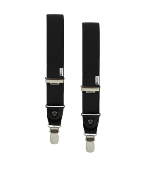 Τιράντες Μονόχρωμες με 4 Κλιπς με Δερμάτινο Τελείωμα Μαύρο/Μαύρο