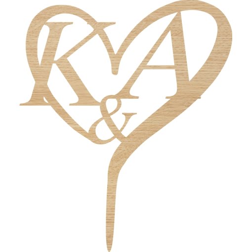 Ξύλινο Τόπερ για Γαμήλια Τούρτα με Αρχικά Ζευγαριού - Image 2