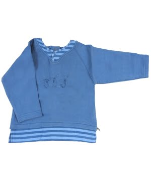 Μπλουζάκι Βαμβακερό Μακρυμάνικο Μπλε