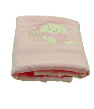 Κουβερτούλα Αγκαλιάς Βελουτέ Ροζ Λαγουδάκι 70Χ100