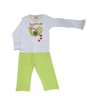 Πυτζαμάκι Πράσινες Καρδούλες Μακρύ Μανίκι