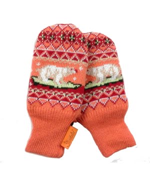 Γάντια Πλεκτά Πορτοκαλί Αρκουδάκια