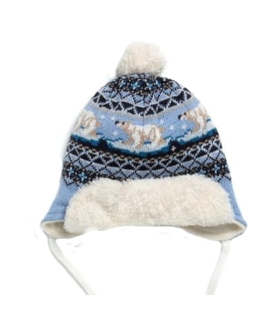 Σκουφάκι Πλεκτό Αρκουδάκια Σιέλ