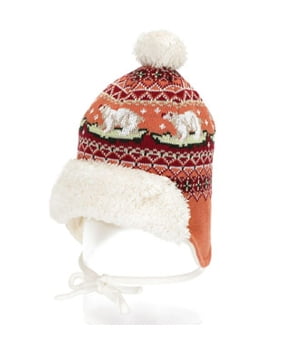 Σκουφάκι Πλεκτό Αρκουδάκια Πορτοκαλί