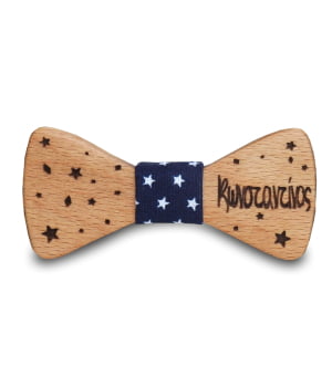 Βρεφικό Μπεμπέ Ξύλινο Παπιγιόν Με Χαραγμένο Όνομα Μπλε