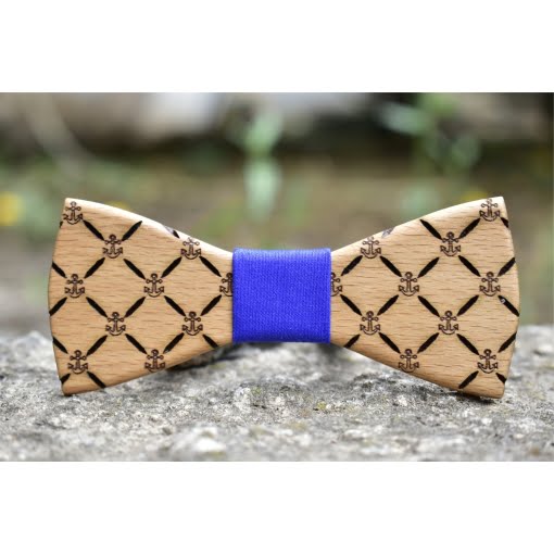 Ανδρικό Ξύλινο Παπιγιόν Anchor Lines με Βαμβακερό Ύφασμα - Image 2