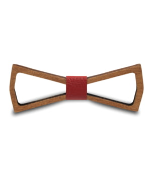 Ξύλινο Παπιγιόν Παιδικό Angel Dark με Δέρμα Κόκκινο