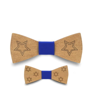 Σετ Ξύλινα Παπιγιόν Ανδρικό & Παιδικό Stars Royal Blue