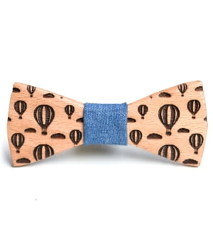 Ξύλινο Παπιγιόν Παιδικό Αερόστατα & Σύννεφα Μπλε