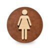 Ξύλινη στρογγυλή πινακίδα μπάνιου με σχέδιο σήμανση γυναικών.