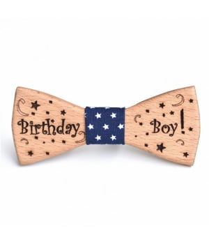 Ξύλινο Παπιγιόν Παιδικό Birthday Boy Μπλε