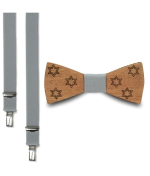 Ξύλινο Παπιγιόν Παιδικό & Τιράντες  Dylan Γκρι