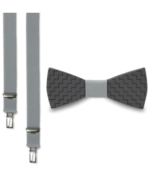 Ξύλινο Παπιγιόν Παιδικό & Τιράντες ZigZag Γκρι