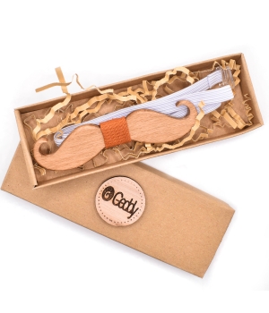 Ξύλινο Παπιγιόν Παιδικό Μουστάκι Μπλε