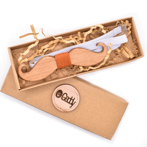 Ξύλινο Παπιγιόν Παιδικό Μουστάκι Μπλε