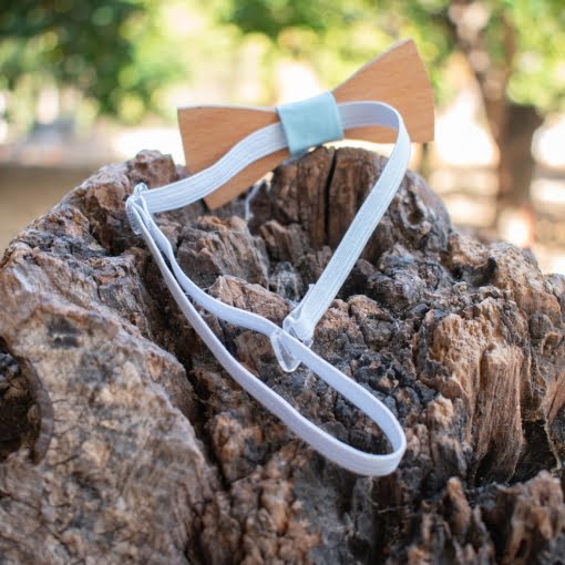 Ξύλινο Παπιγιόν Παιδικό με Χαραγμένο Όνομα με Αστέρια Μέντα - Image 2