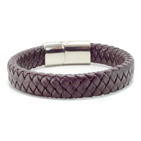 Δερμάτινο Βραχιόλι Καφέ Πλεκτό