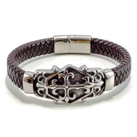 Δερμάτινο Βραχιόλι Καφέ Σταυρός