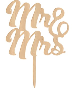 Ξύλινο Τόπερ για Γαμήλια Τούρτα Mr & Mrs