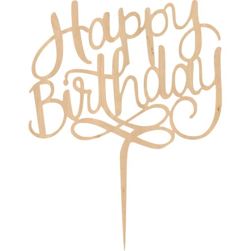 Ξύλινο Τόπερ για Τούρτα Γενεθλίων Happy Birthday - Image 2