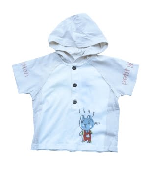 Παιδικό Μπλουζάκι Κοντομάνικο με Κουκούλα Εκρού