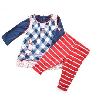 Βρεφικό Σετ Φορεματάκι, Μπλούζα & Κολάν Μπλε