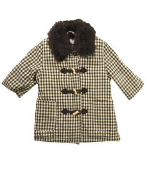 Παλτό Μοντγκόμερι  Βαμβακερό Καρώ Καφέ