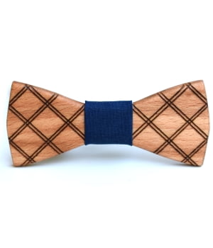 Ξύλινο Παπιγιόν Παιδικό Checkered Μπλε