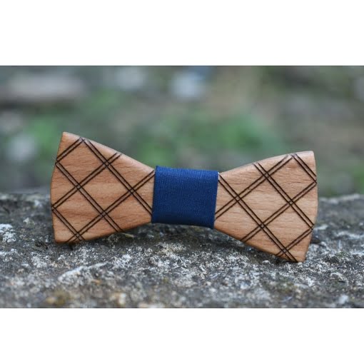 Ξύλινο Παπιγιόν Παιδικό Checkered Blue - Image 2