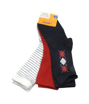 Σετ 3 Καλτσάκια Παιδικά Κόκκινο/Μπλε/Λευκό