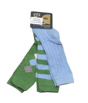 Σετ 3 Καλτσάκια Βρεφικά Πράσινο/Σιέλ