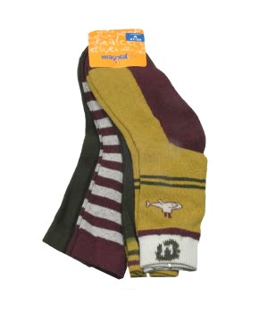Σετ 4Καλτσάκια Παιδικά Λαδί/Μπορντώ/Μουσταρδί