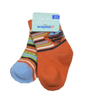 Καλτσάκι Βρεφικό Πορτοκαλί/Σιέλ