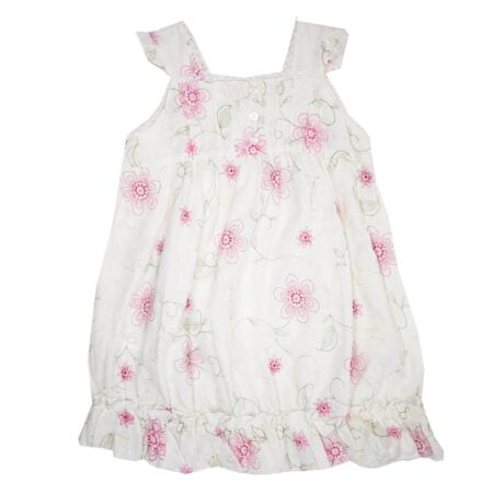 Φορεματάκι Αμάνικο Λευκό με Κεντημένα Λουλουδάκια