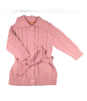 Ζακέτα Μακριά Μάλλινη Ροζ