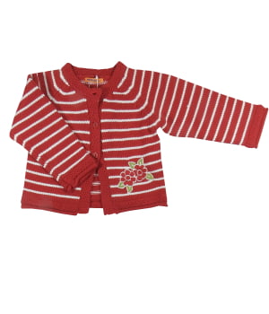 Πλεκτή Ζακέτα Ριγέ Κόκκινη