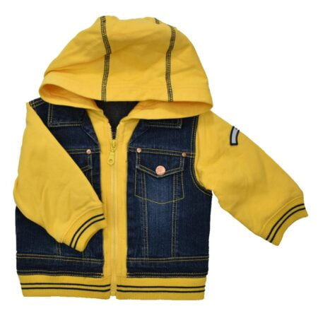 Μπουφάν Τζην με Βαμβακερό Φούτερ Κίτρινο