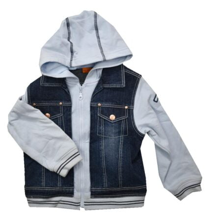 Μπουφάν Τζην με Βαμβακερό Φούτερ Σιέλ